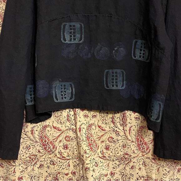 Blue Fish Black Hemp & Cotton Long Sleeve Top w Original Art - Picture 8 of 12